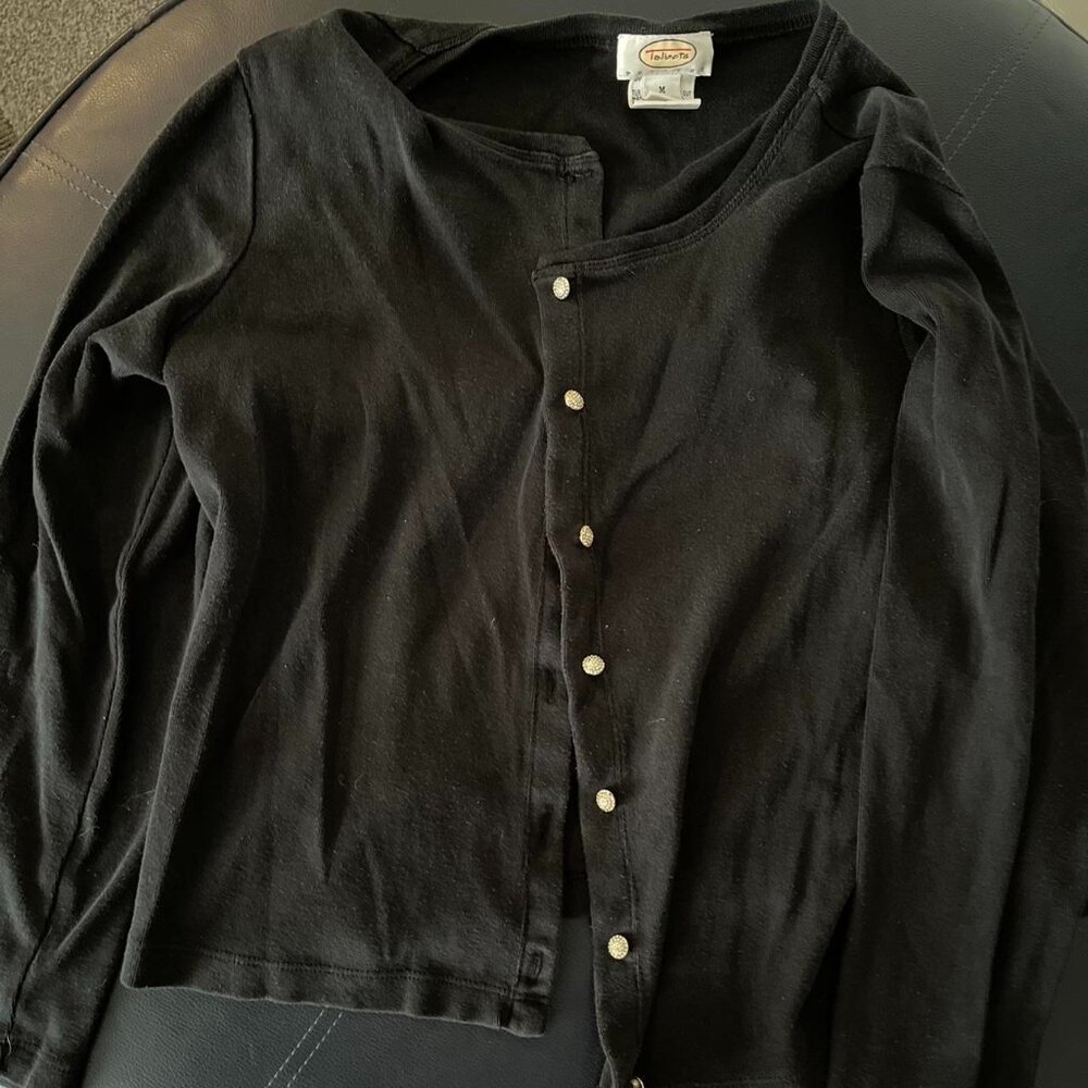 Talbots Petites Button Up Long Sleeve Black Cardigan Medium